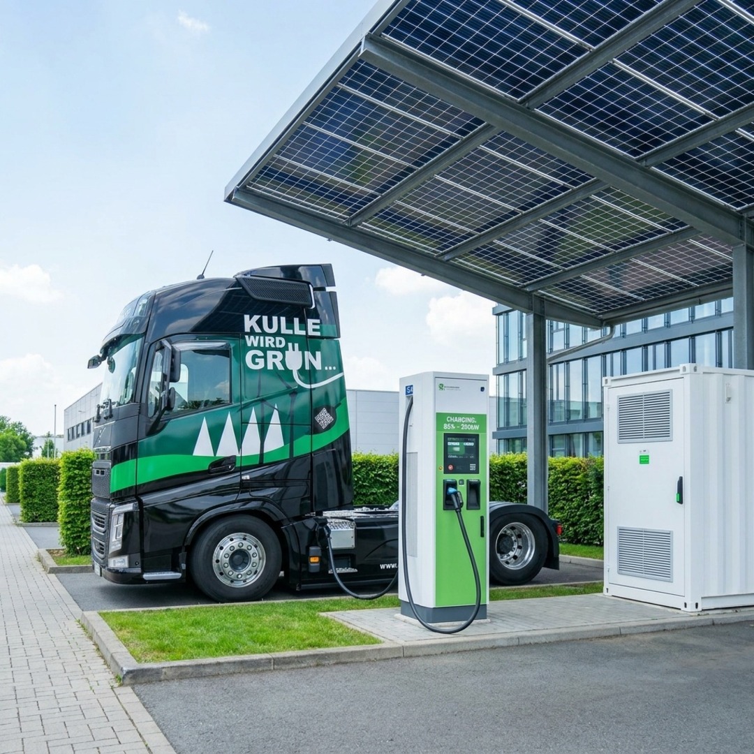 Elektro-LKW von Kulle Logistik rangiert auf dem Werksgelände