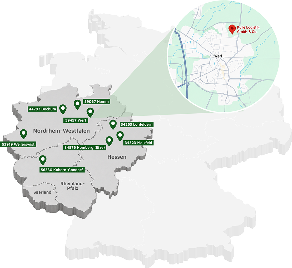 Deutschlandkarte mit Kulle-Verkehren