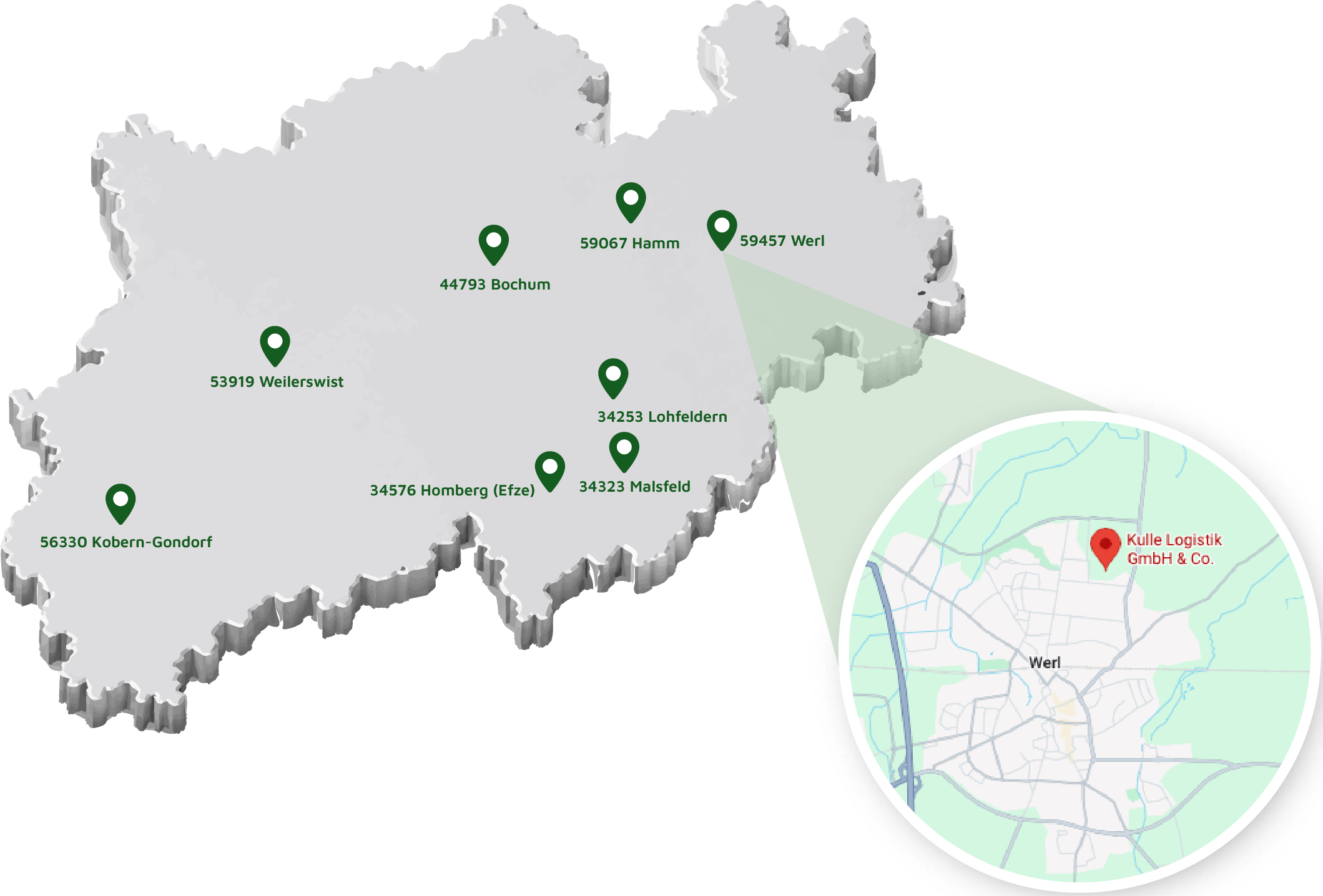Karte der Kulle-Standorte in NRW